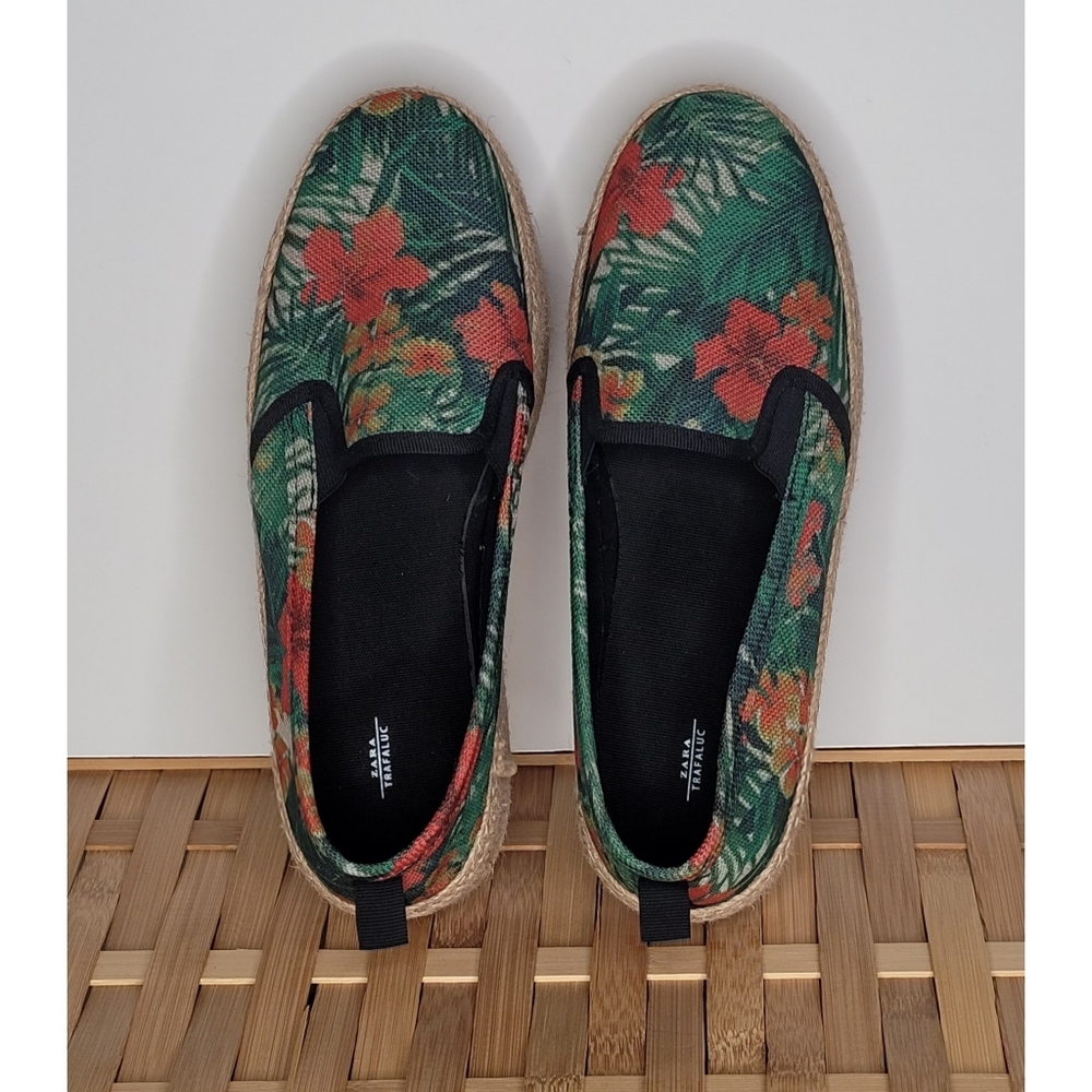 Zara Tropical Flower Leaf Platform Flat - Picture 5 of 8